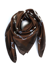 Brown scarf 90x90cm in REINS printed silk